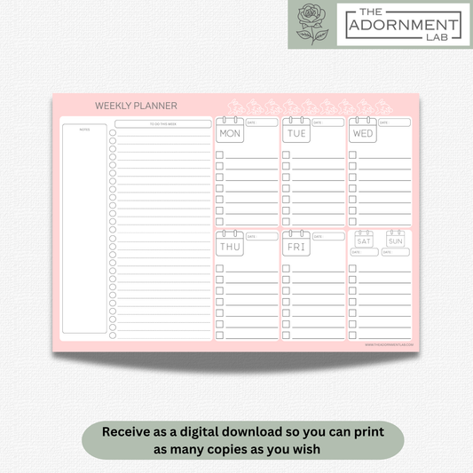 Bunny Bloom - A4 Digital Printable Monthly Planners - Pink