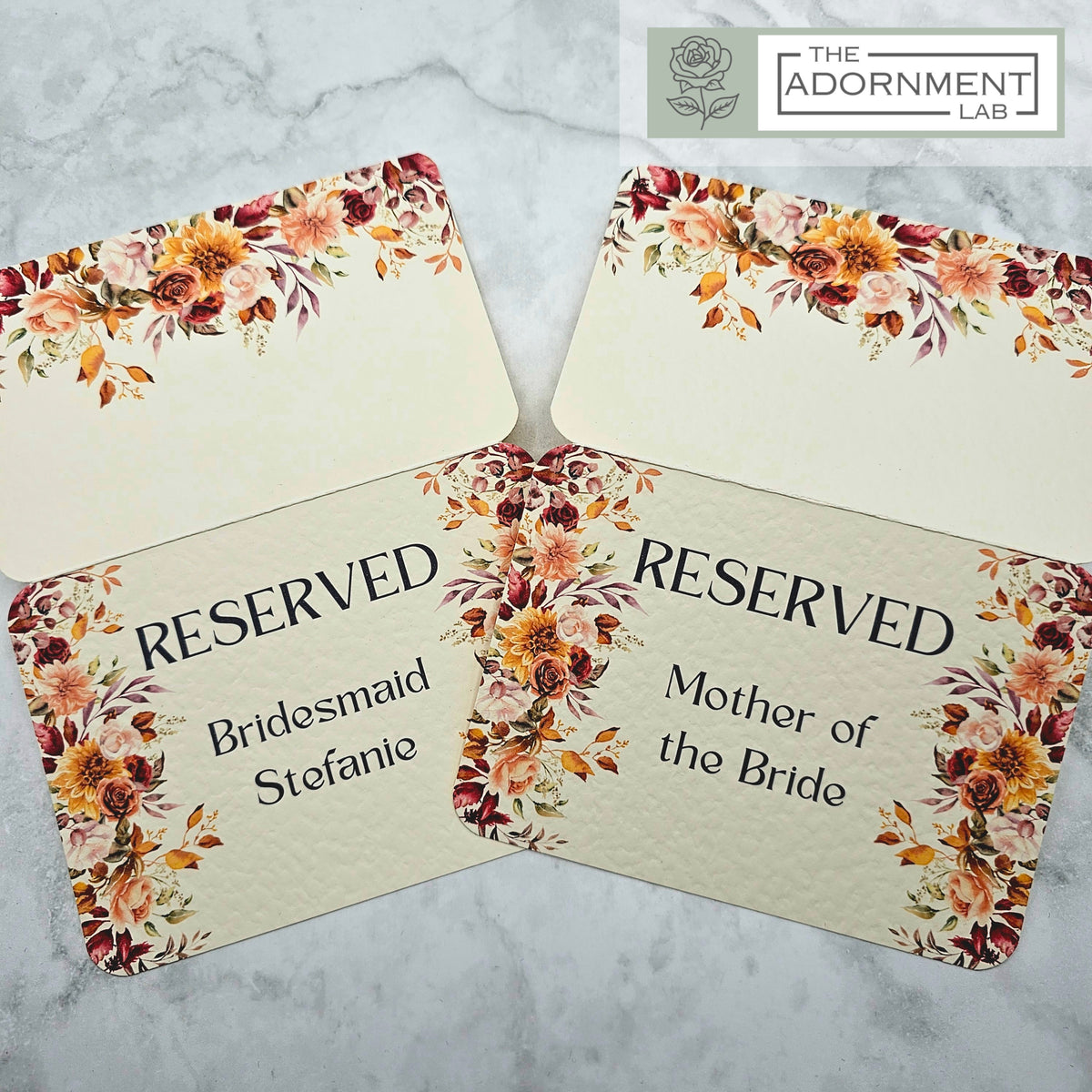 Autumn Fall Flowers Design - Reserved Seat Cards