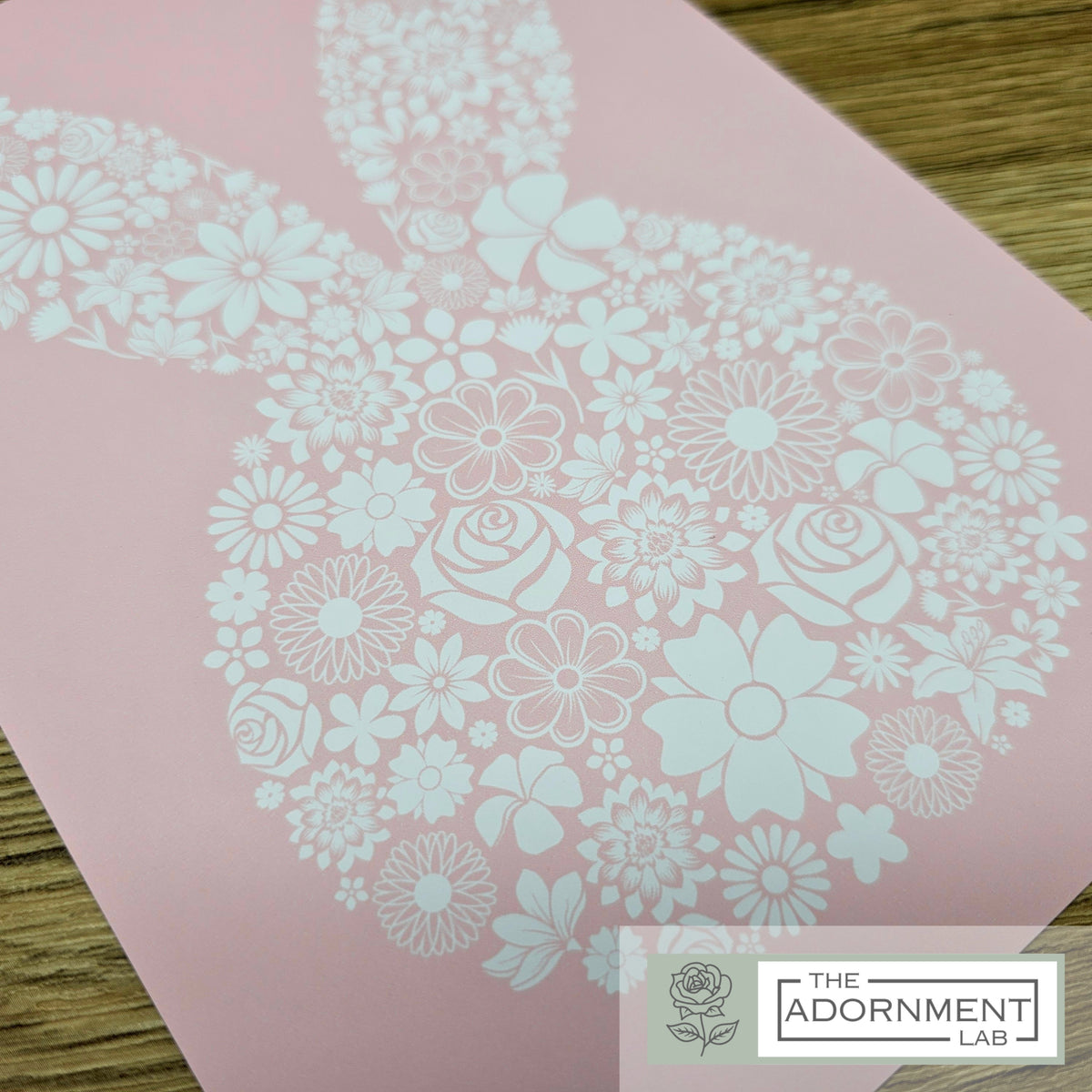 Bunny Bloom Silhouette - A5 Art Print - Peach