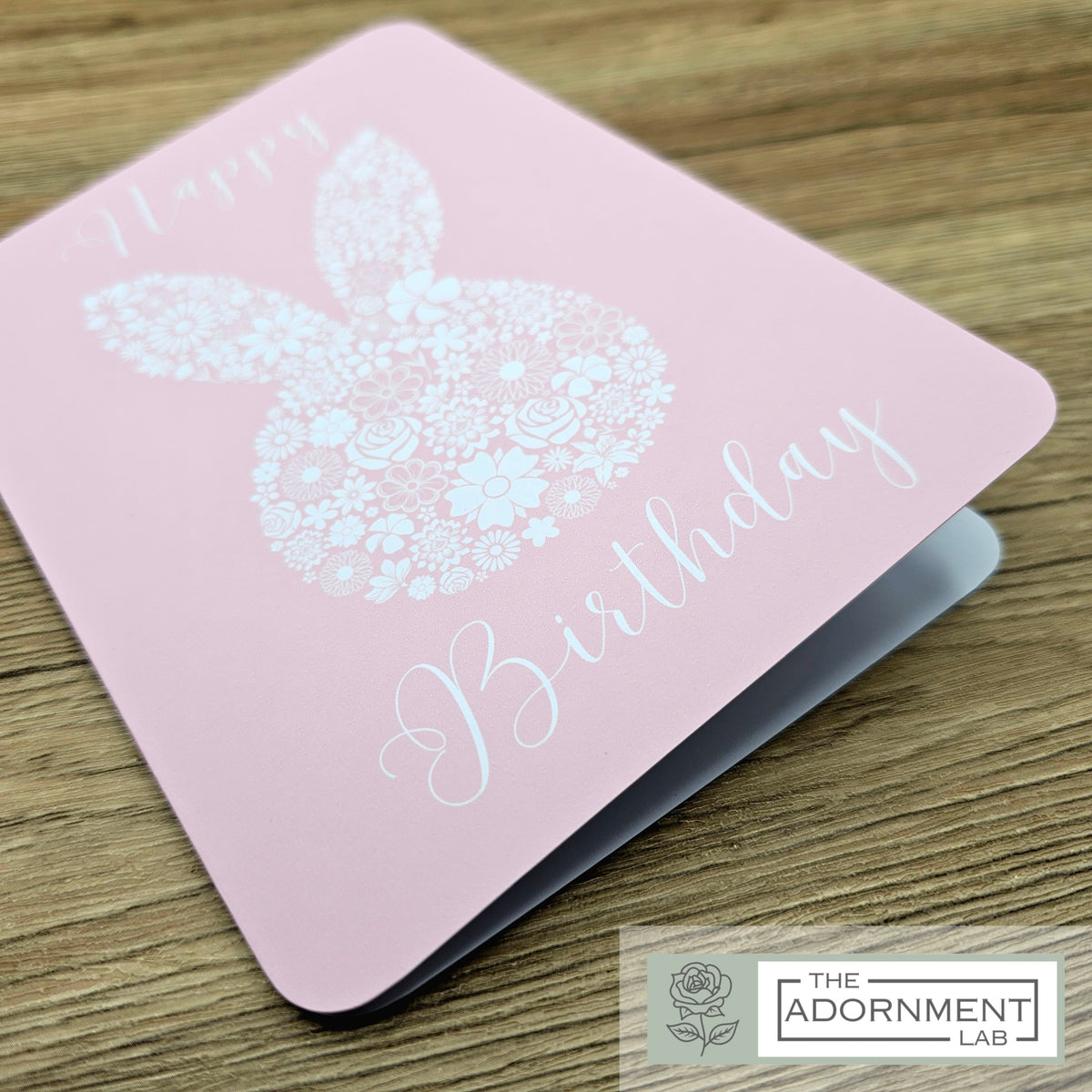 Bunny Bloom Silhouette - Happy Birthday - Greetings Cards - Sage