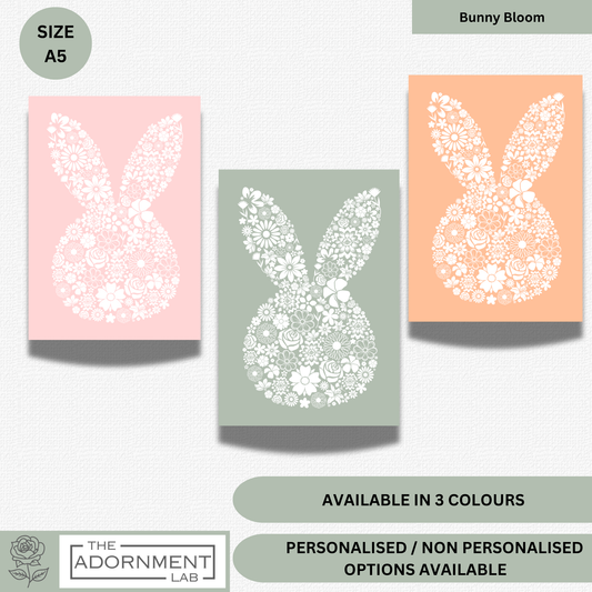 Bunny Bloom Silhouette - A5 Art Print - Peach