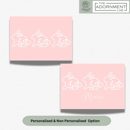 Bunny Bloom - A5 Art Print - Pink (Personalised)