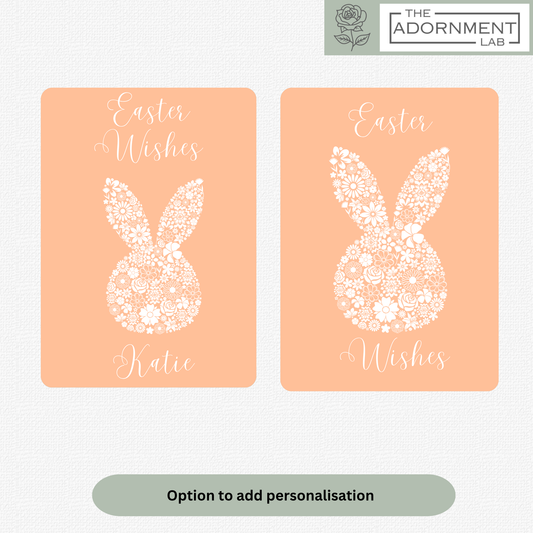 Bunny Bloom Silhouette - Easter Wishes - Greetings Card - Peach