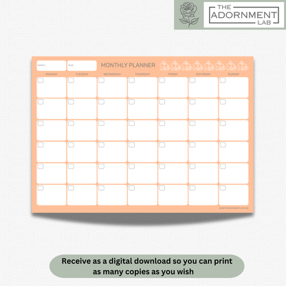 Bunny Bloom - A4 Digital Printable Weekly Planners - Peach