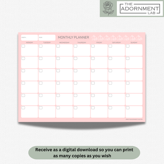 Bunny Bloom - A4 Digital Printable Weekly Planners - Pink