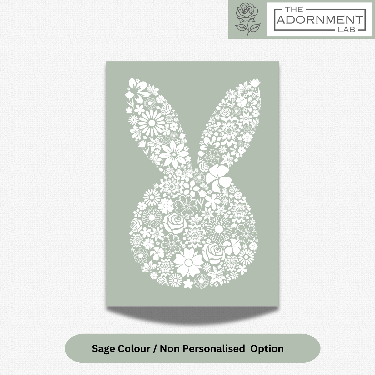 Bunny Bloom Silhouette - A5 Art Print - Sage