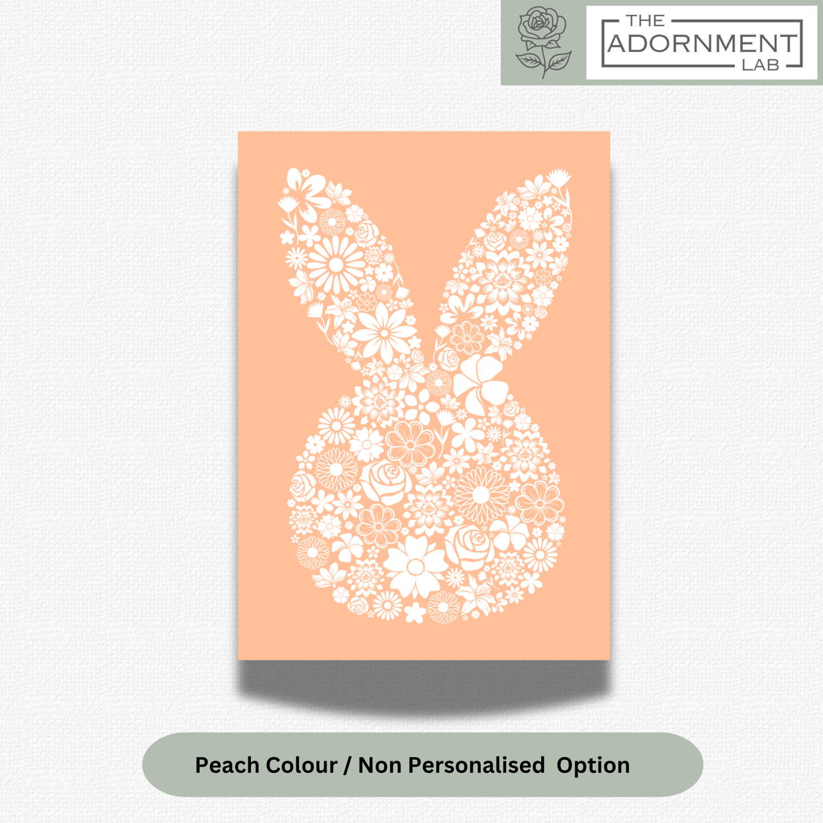 Bunny Bloom Silhouette - A5 Art Print - Peach