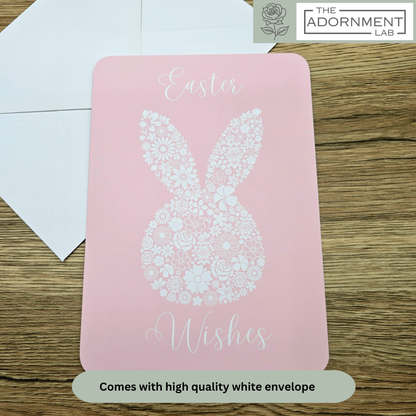 Bunny Bloom Silhouette - Easter Wishes - Greetings Card - Pink