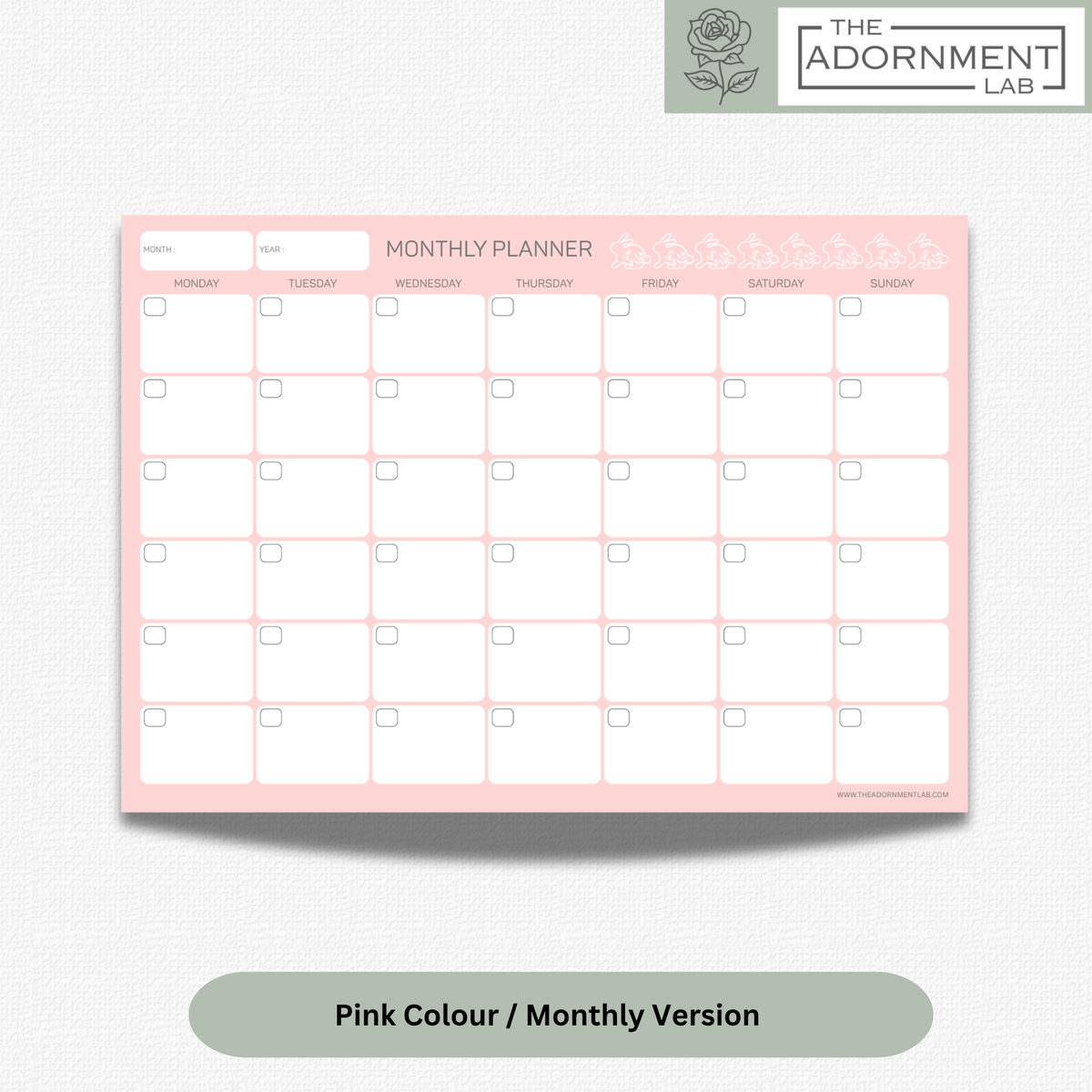 Bunny Bloom - A4 Digital Printable Weekly Planners - Peach