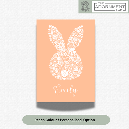 Bunny Bloom Silhouette - A5 Art Print - Peach (Personalised)
