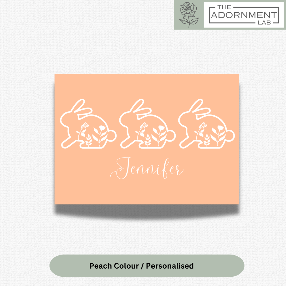 Bunny Bloom - A5 Art Print - Peach (Personalised)
