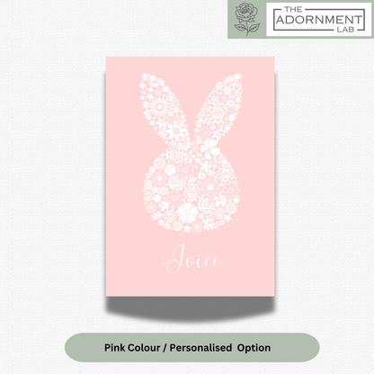 Bunny Bloom Silhouette - A5 Art Print - Pink (Personalised)