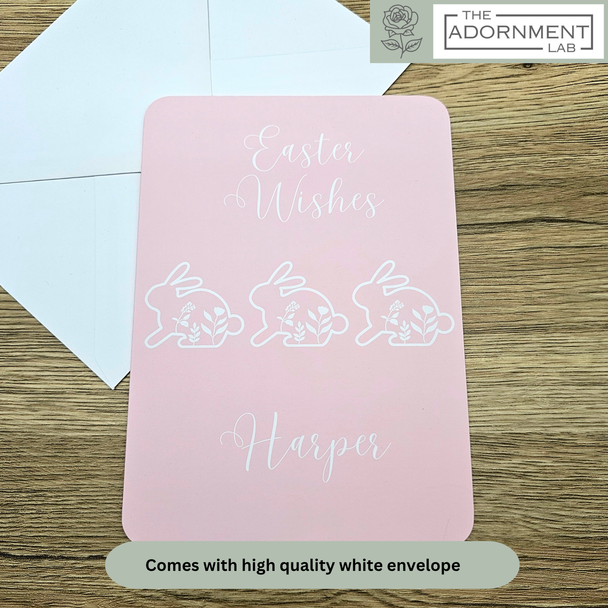 Bunny Bloom - Easter Wishes - Greetings Card - Pink (Personalised)