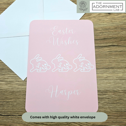 Bunny Bloom - Easter Wishes - Greetings Card - Pink (Personalised)