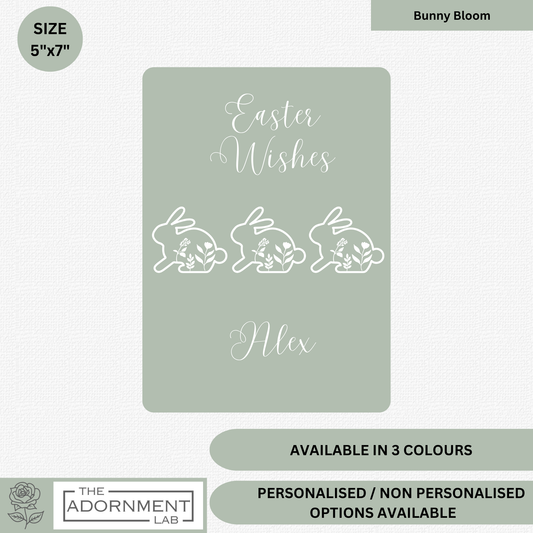 Bunny Bloom - Easter Wishes - Greetings Card - Sage (Personalised)