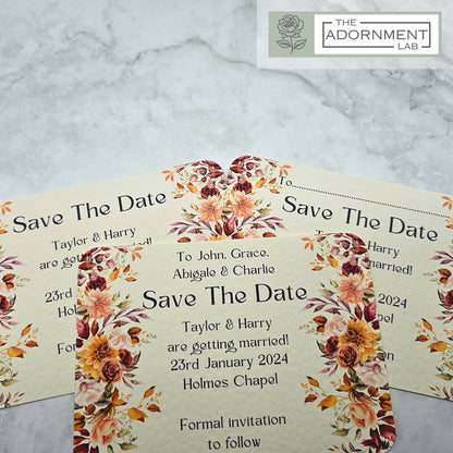 Autumn Fall Flowers Design - Save The Date