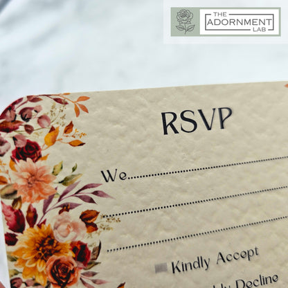 Autumn Fall Flowers Design - A6 RSVP With Menu Choices