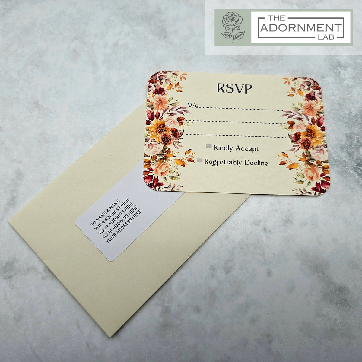 Autumn Fall Flowers Design - A6 RSVP With Menu Choices