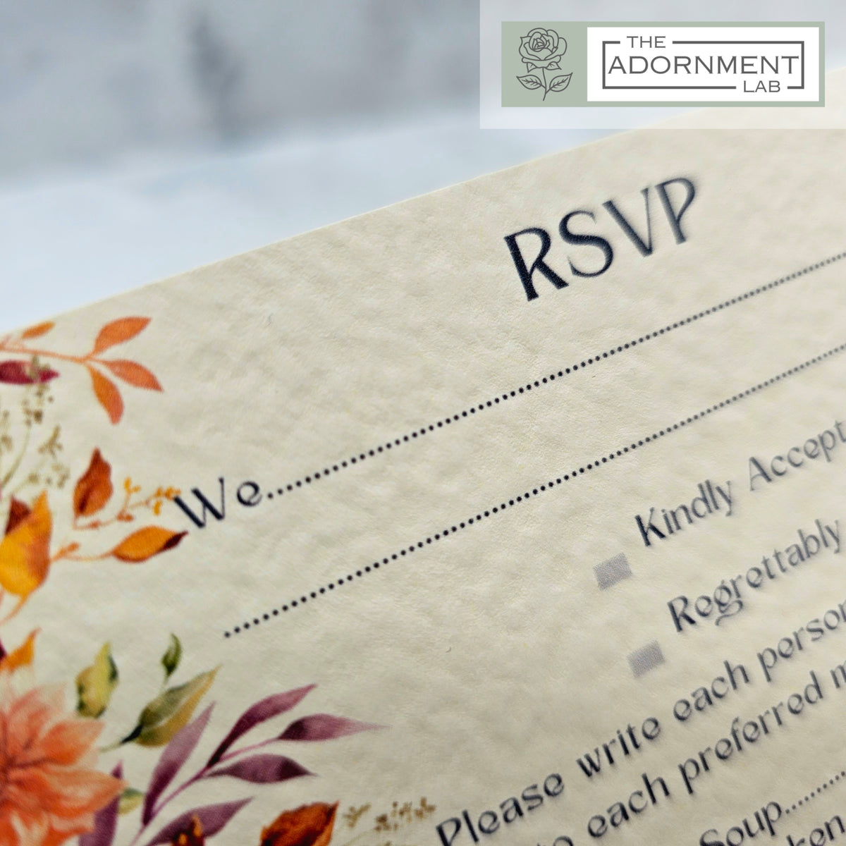 Autumn Fall Flowers Design - A6 RSVP With Menu Choices