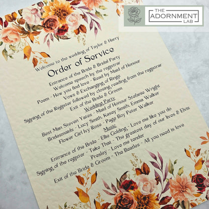 Autumn Fall Flowers Design - Order of Service