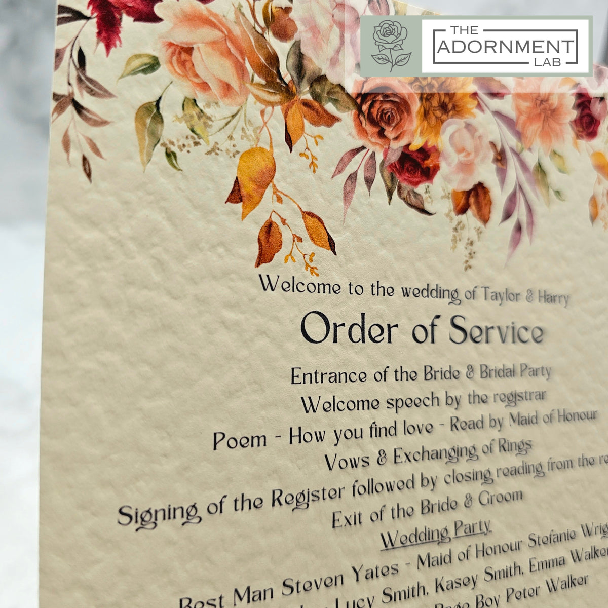 Autumn Fall Flowers Design - Order of Service