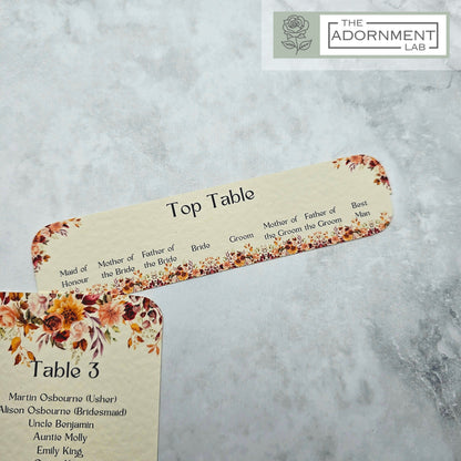 Autumn Fall Flowers Design - Table Plan Cards