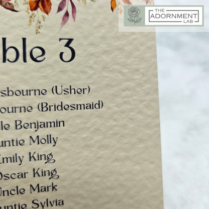 Autumn Fall Flowers Design - Table Plan Cards