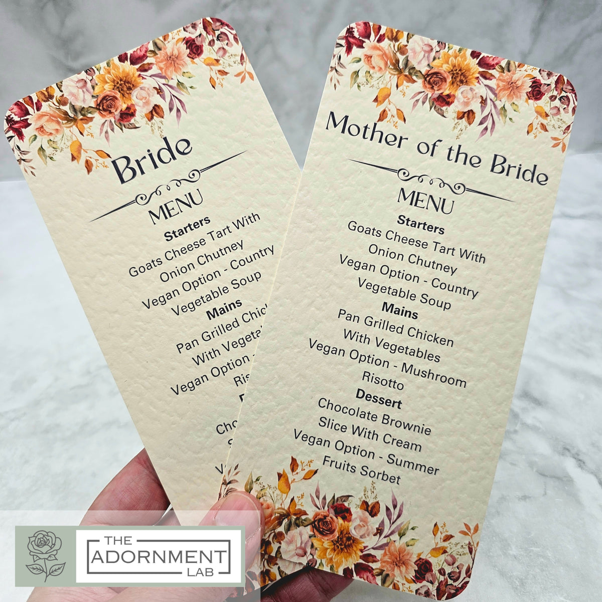 Autumn Fall Flowers - Slim Menu Place Card