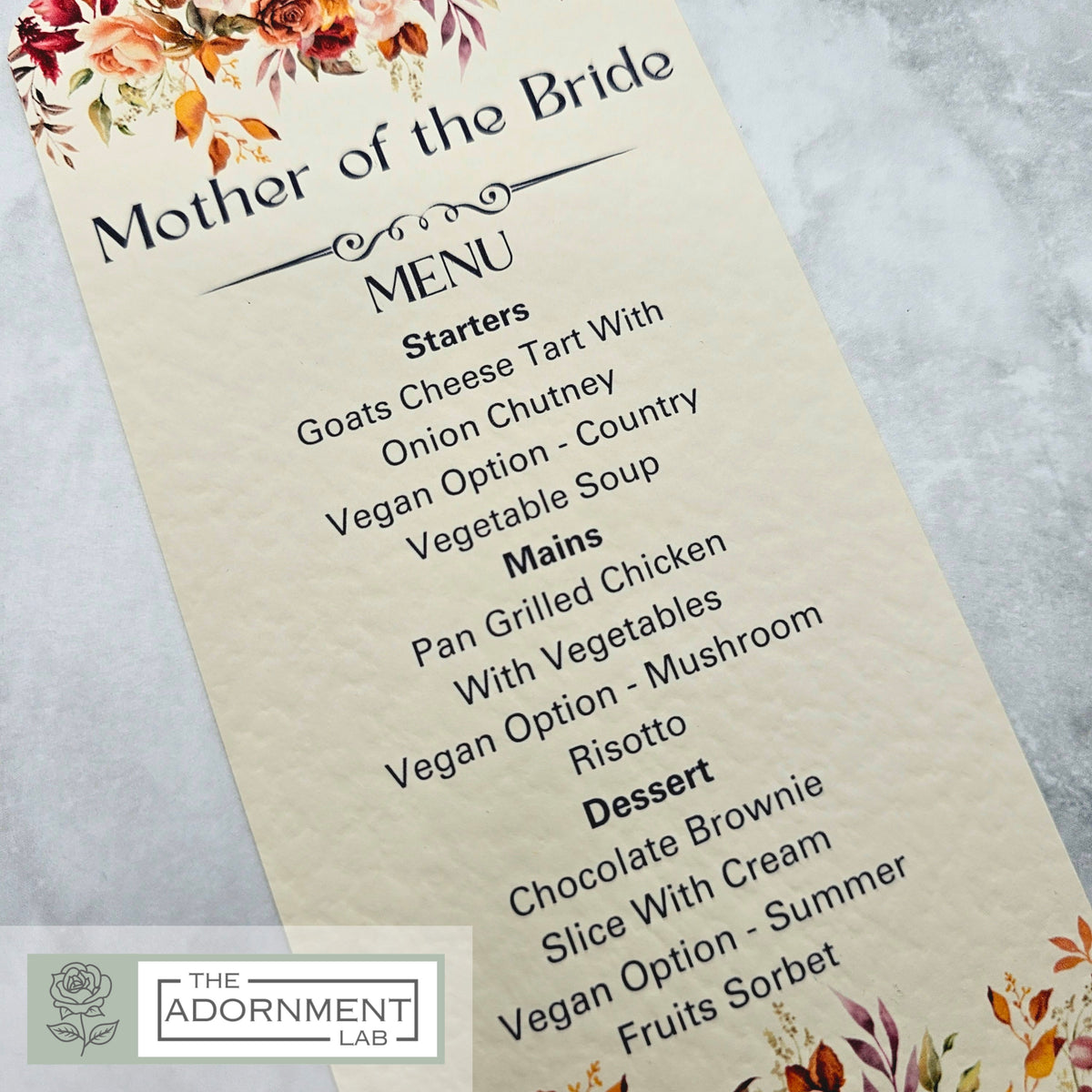 Autumn Fall Flowers Design - Slim Menu Cards (With Guests Names)
