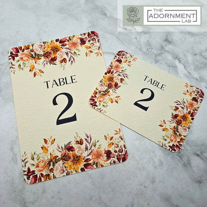 Autumn Fall Flowers Design - Table Number Cards