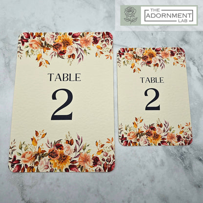 Autumn Fall Flowers Design - Table Number Cards