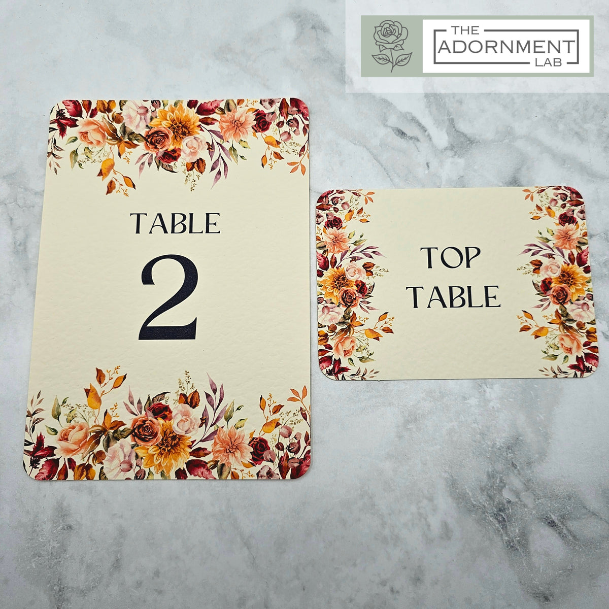 Autumn Fall Flowers Design - Table Number Cards