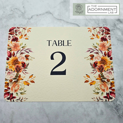 Autumn Fall Flowers Design - Table Number Cards