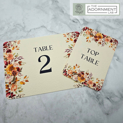 Autumn Fall Flowers Design - Table Number Cards