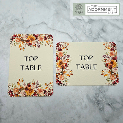Autumn Fall Flowers Design - Table Number Cards