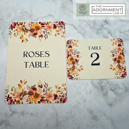 Autumn Fall Flowers Design - Table Name Cards