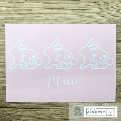 Bunny Bloom - A5 Art Print - Peach (Personalised)