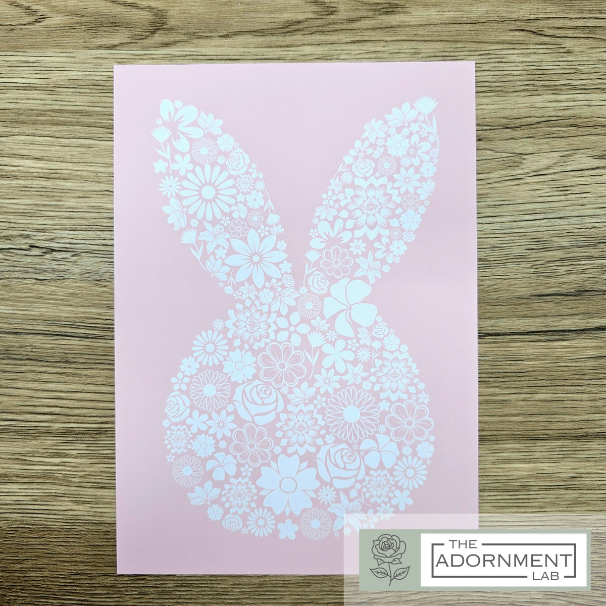 Bunny Bloom Silhouette - A5 Art Print - Peach