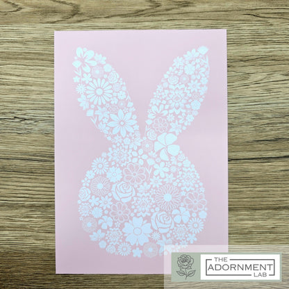 Bunny Bloom Silhouette - A5 Art Print - Peach