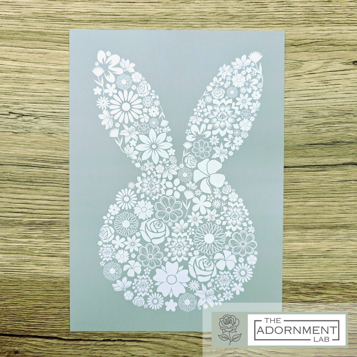 Bunny Bloom Silhouette - A5 Art Print - Peach