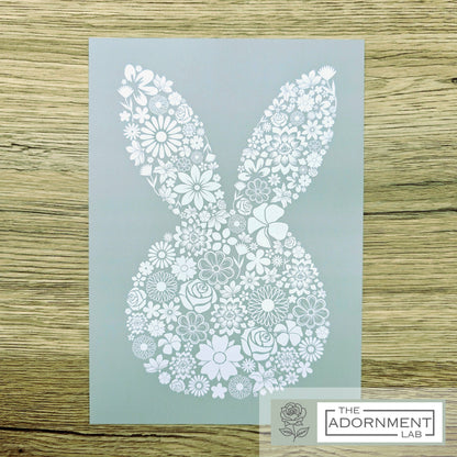 Bunny Bloom Silhouette - A5 Art Print - Peach
