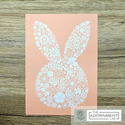 Bunny Bloom Silhouette - A5 Art Print - Peach