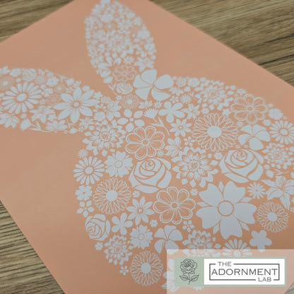 Bunny Bloom Silhouette - A5 Art Print - Peach