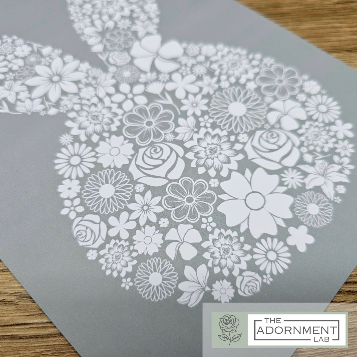 Bunny Bloom Silhouette - A5 Art Print - Peach