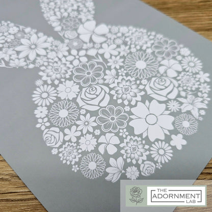 Bunny Bloom Silhouette - A5 Art Print - Peach