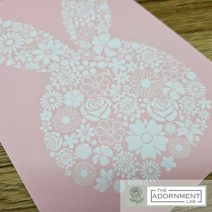 Bunny Bloom Silhouette - A5 Art Print - Peach