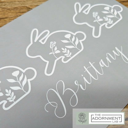 Bunny Bloom - A5 Art Print - Peach (Personalised)
