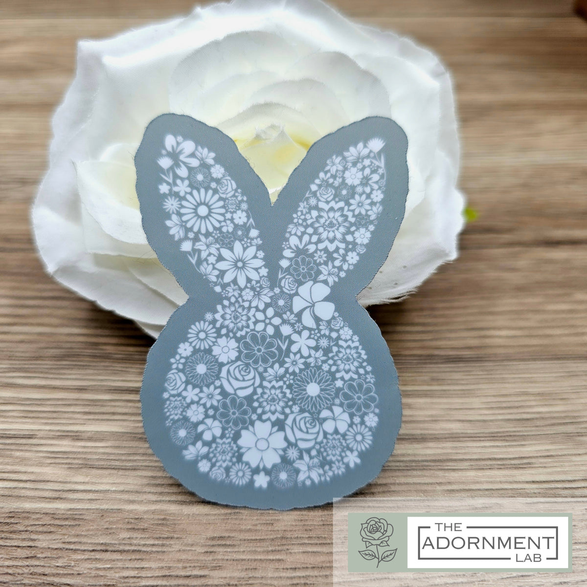 Bunny Bloom Silhouette - Waterproof Vinyl Sticker - Pink