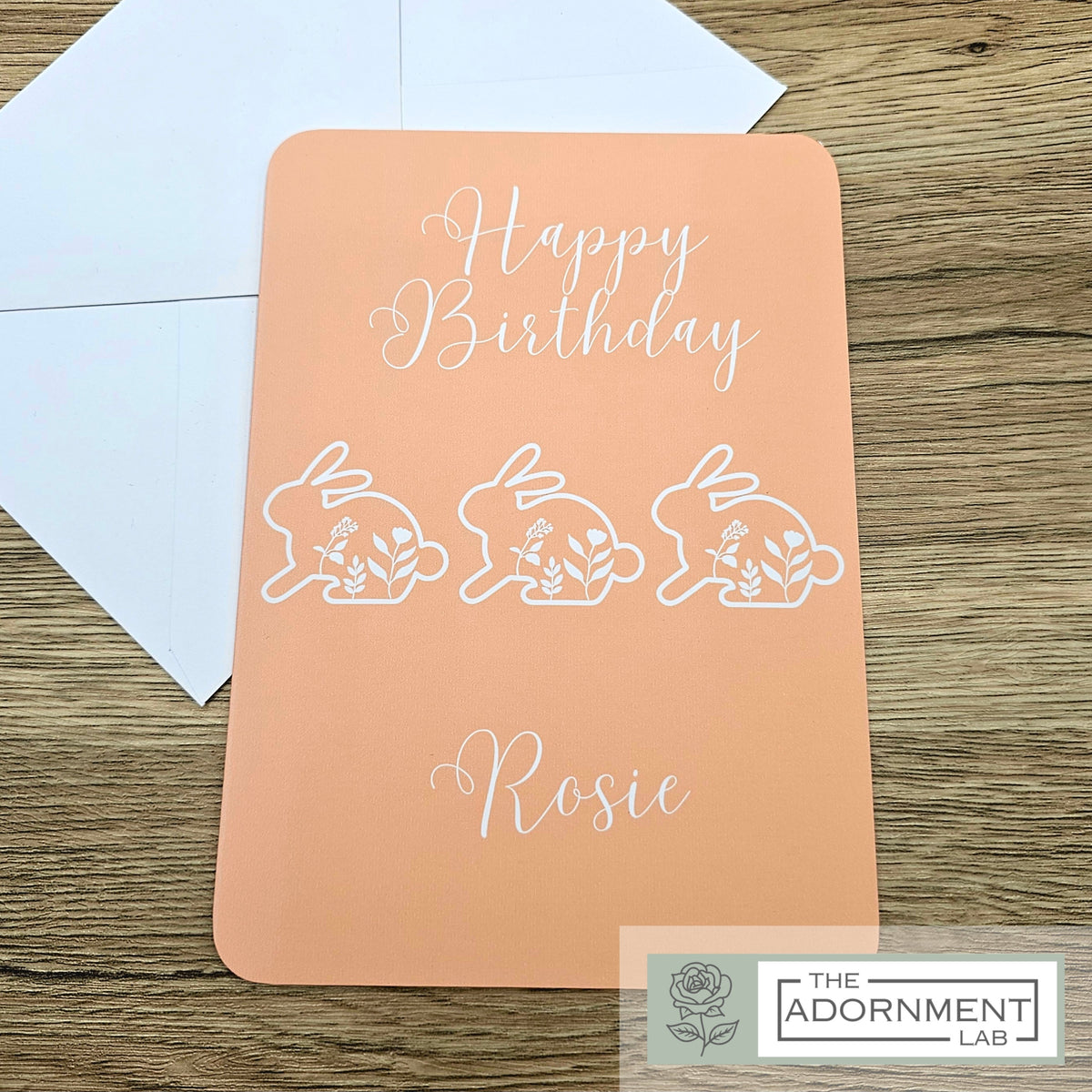 Bunny Bloom - Happy Birthday - Greetings Cards - Sage (Personalised)