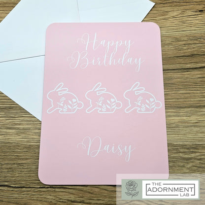 Bunny Bloom - Happy Birthday - Greetings Cards - Sage (Personalised)
